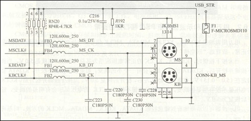 主板ps2接口电路原理及维修